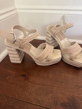 Dolce Vita Beige Braided Platform Sandals